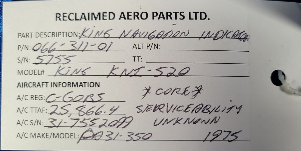KING NAVIGATION INDICATOR, KING  KNI-520 (CORE) SERVICEABILITY UNKNOWN)