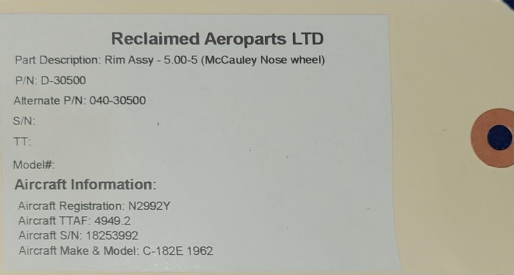 RIM ASSY 5.00-5 (MCCAULEY NOSE WHEEL)