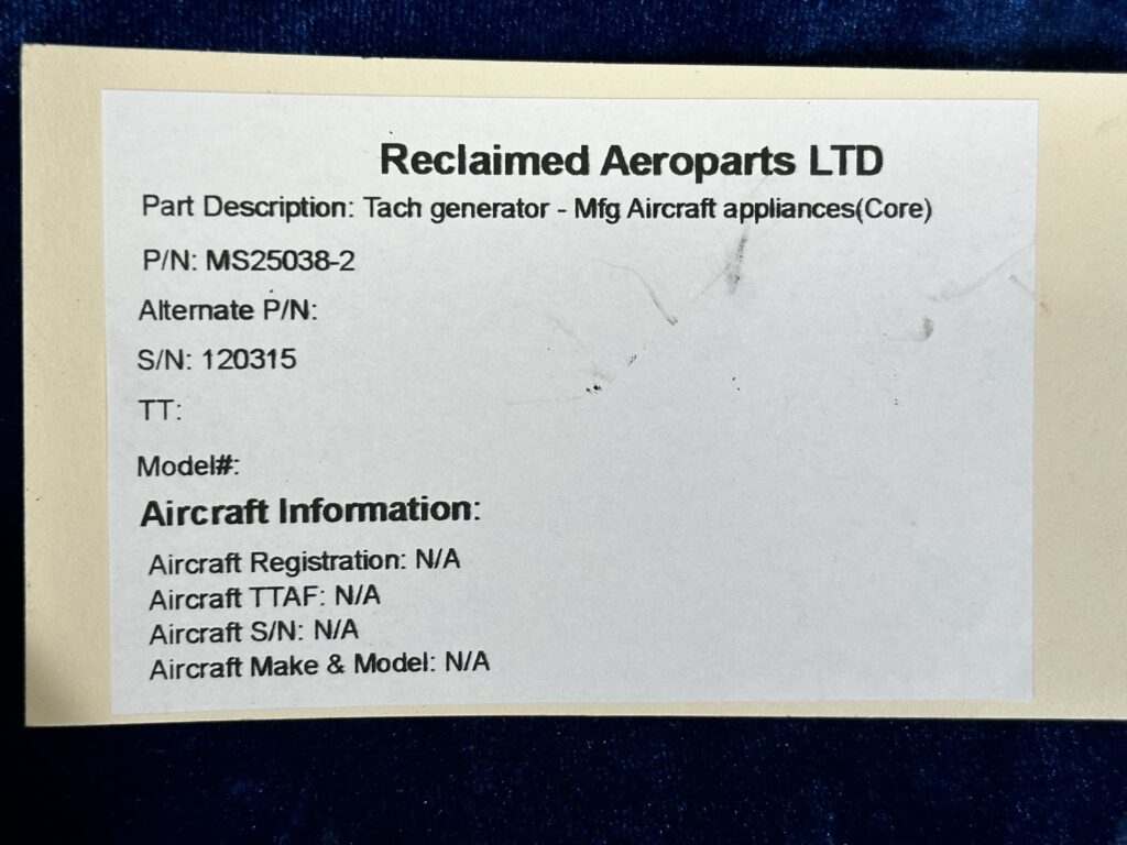 TACH GENERATOR - AIRCRAFT APPLIANCES (CORE)