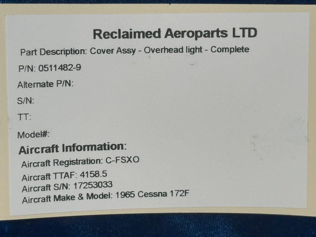 COVER ASSY - OVERHEAD LIGHT (COMPLETE)