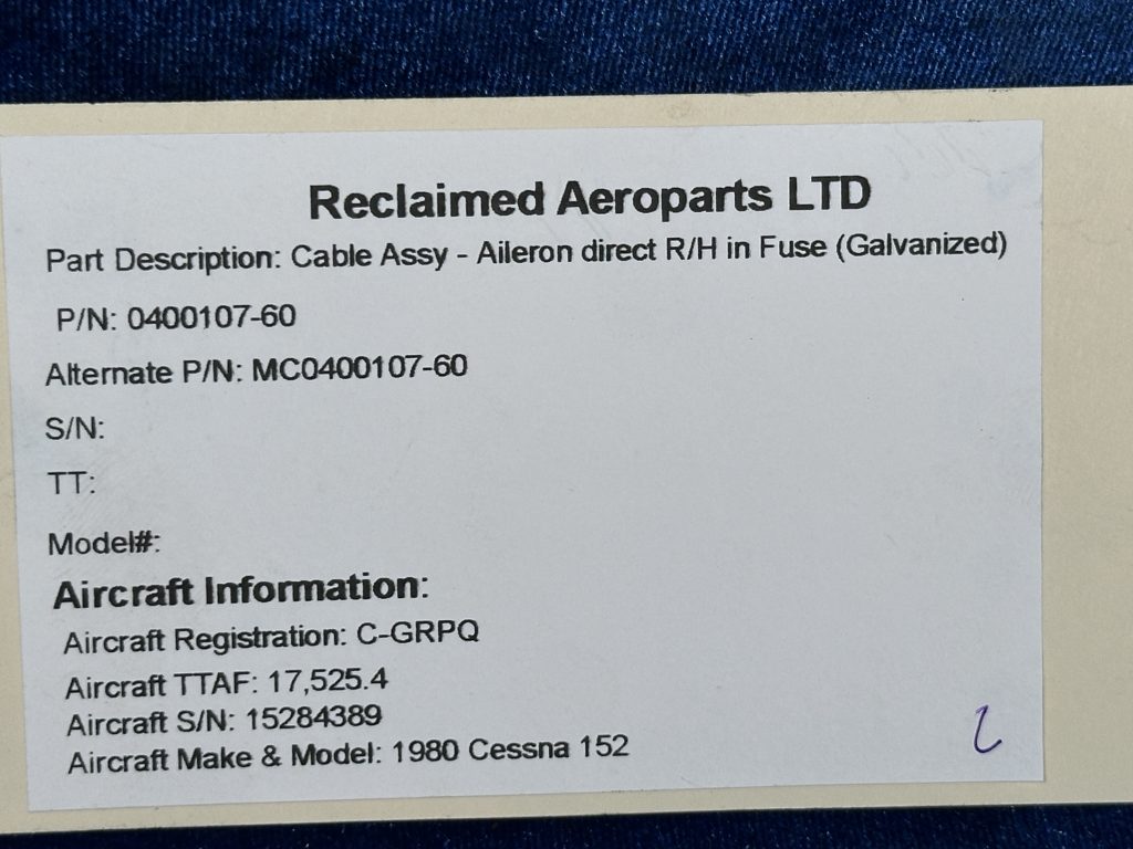 CABLE ASSY - AILERON DIRECT RH IN FUSE (GALVANIZED)