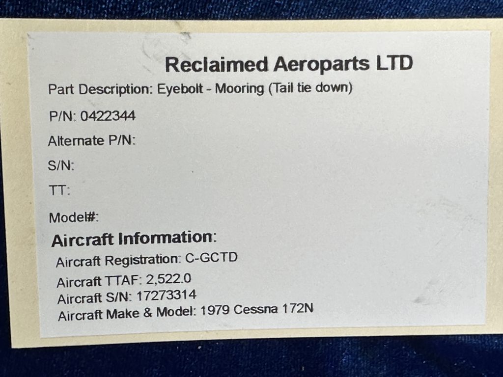 EYEBOLT - MOORING (TAIL TIE DOWN)