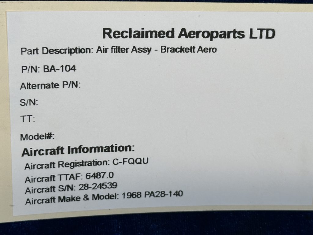 AIR FILTER ASSY (BRACKETT AERO)
