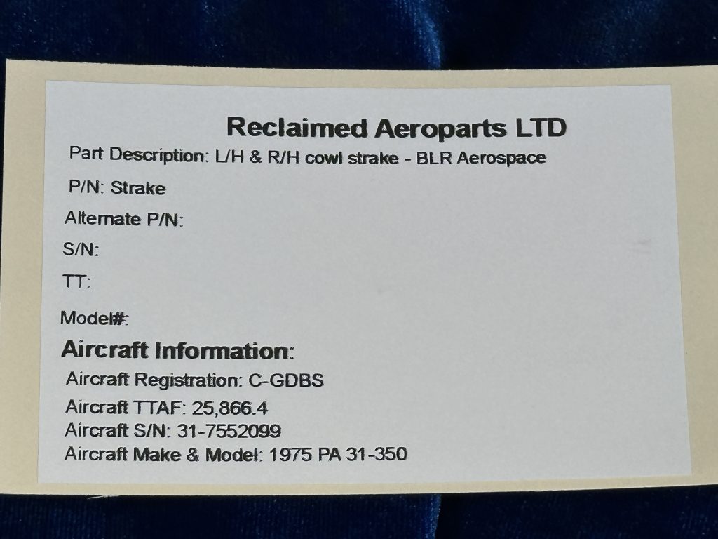 COWL STRAKE LH & RH (BLR AEROSPACE)