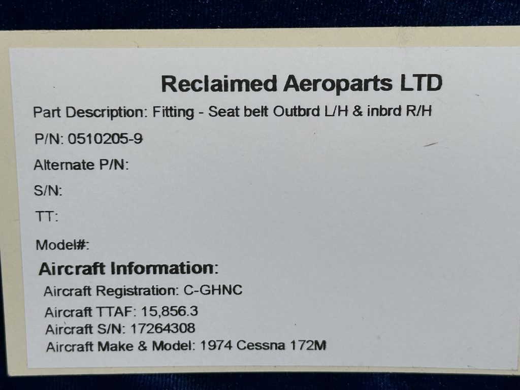 FITTING - SEAT BELT OUTBRD LH OR INBRD RH FITTING - SEAT BELT OUTBRD LH OR INBRD RH