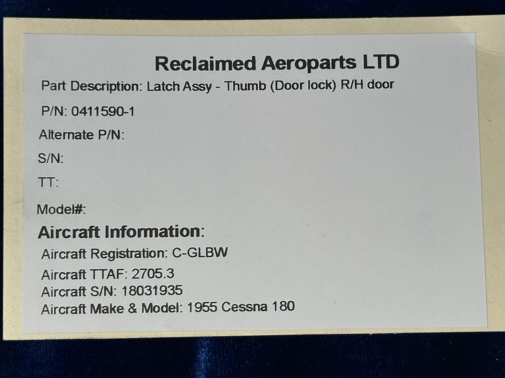 LATCH ASSY - THUMB DOOR LOCK - RH DOOR