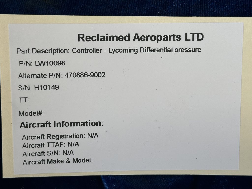 CONTROLLER - DIFFERENTIAL PRESSURE (LYCOMING)