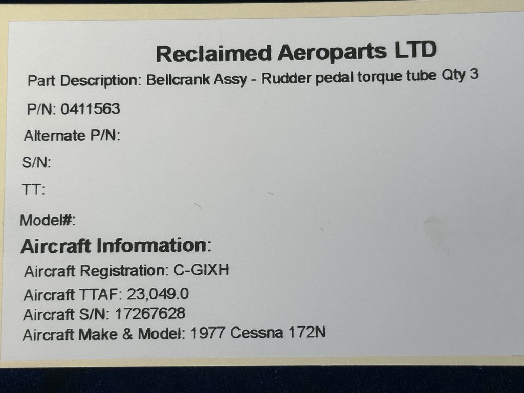 BELLCRANK ASSY - RUDDER PEDAL TORQUE TUBE (QTY 3)