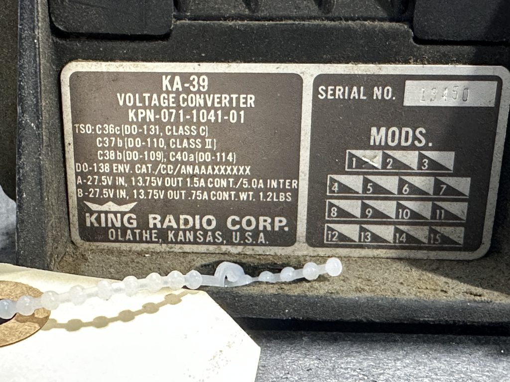 CONVERTER 27.5v IN 13.5v OUT (BENDIX KING)