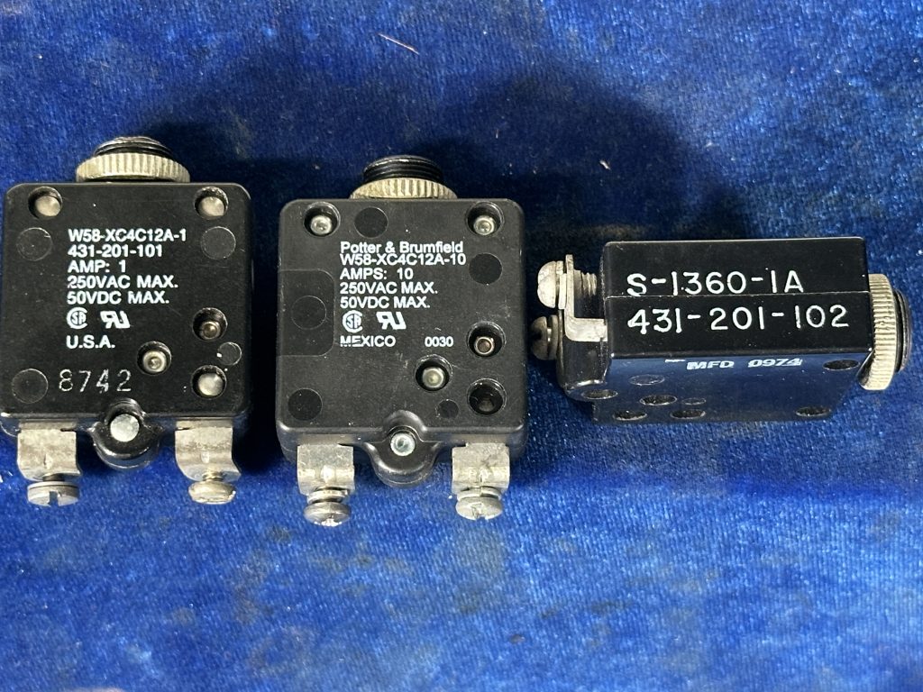 CIRCUIT BREAKERS (QTY 3) 1, 2, 10 amp (POTTER)