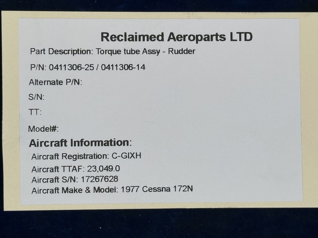 TORQUE TUBE ASSY - RUDDER TORQUE TUBE ASSY - RUDDER