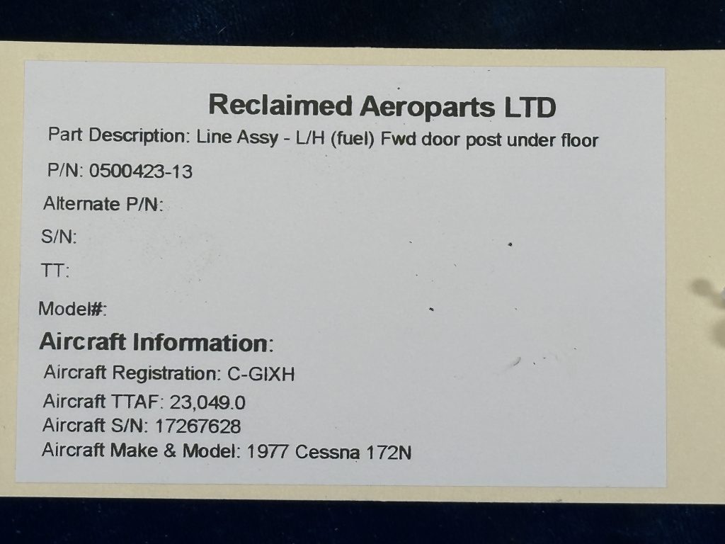 LINE ASSY - FUEL LH FWD DOOR POST UNDER FLOOR LINE ASSY - FUEL LH FWD DOOR POST UNDER FLOOR