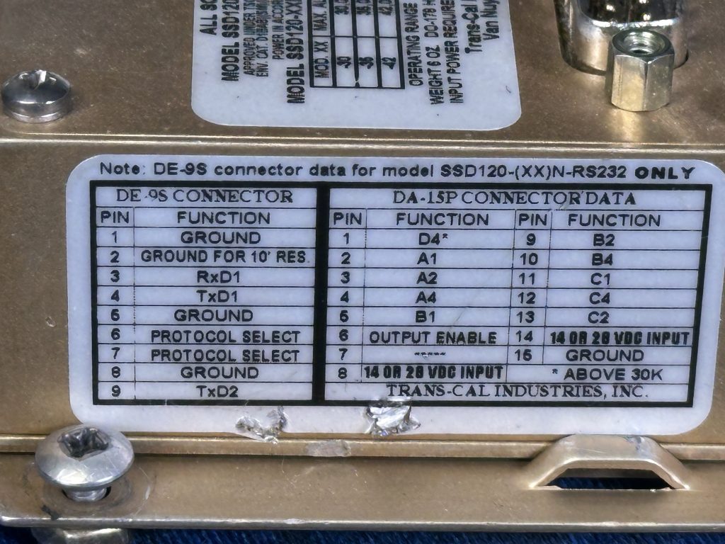 ALTITUDE ENCODER 10-30 volts(TRANS CAL INDUSTRIES)