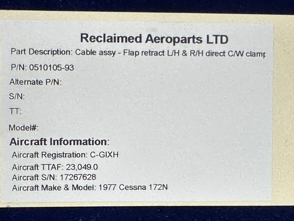 CABLE ASSY - FLAP RETRACT LH & RH DIRECT + CLAMP