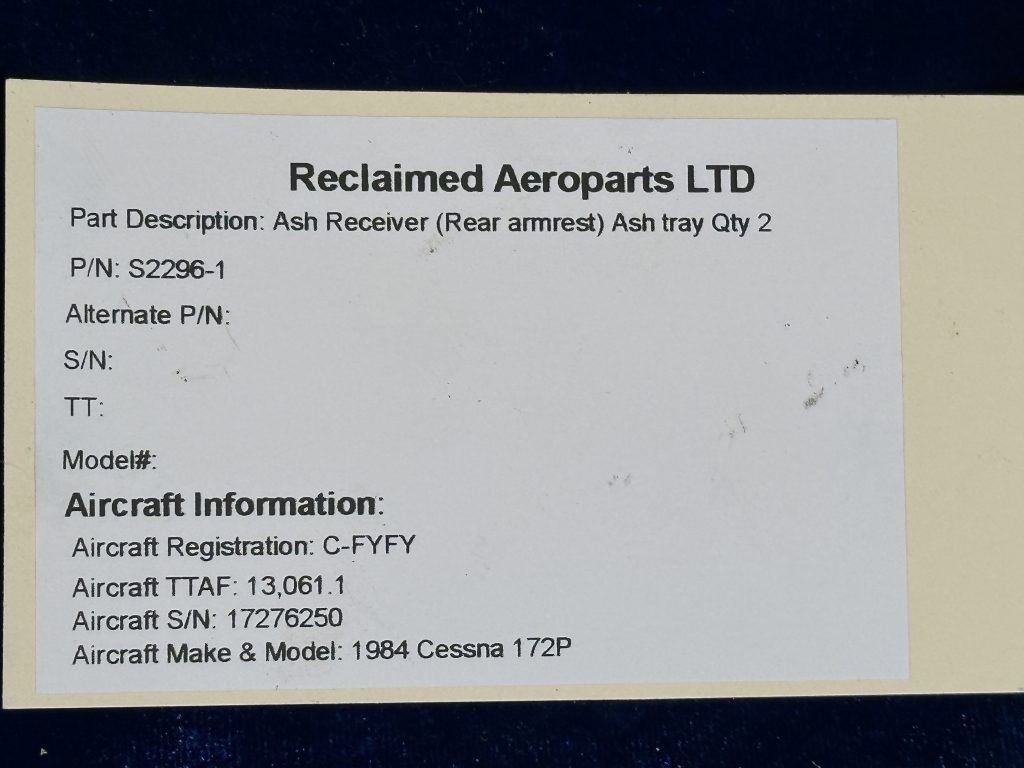 ASH RECEIVER - ASH TRAY REAR ARMREST (QTY 2)