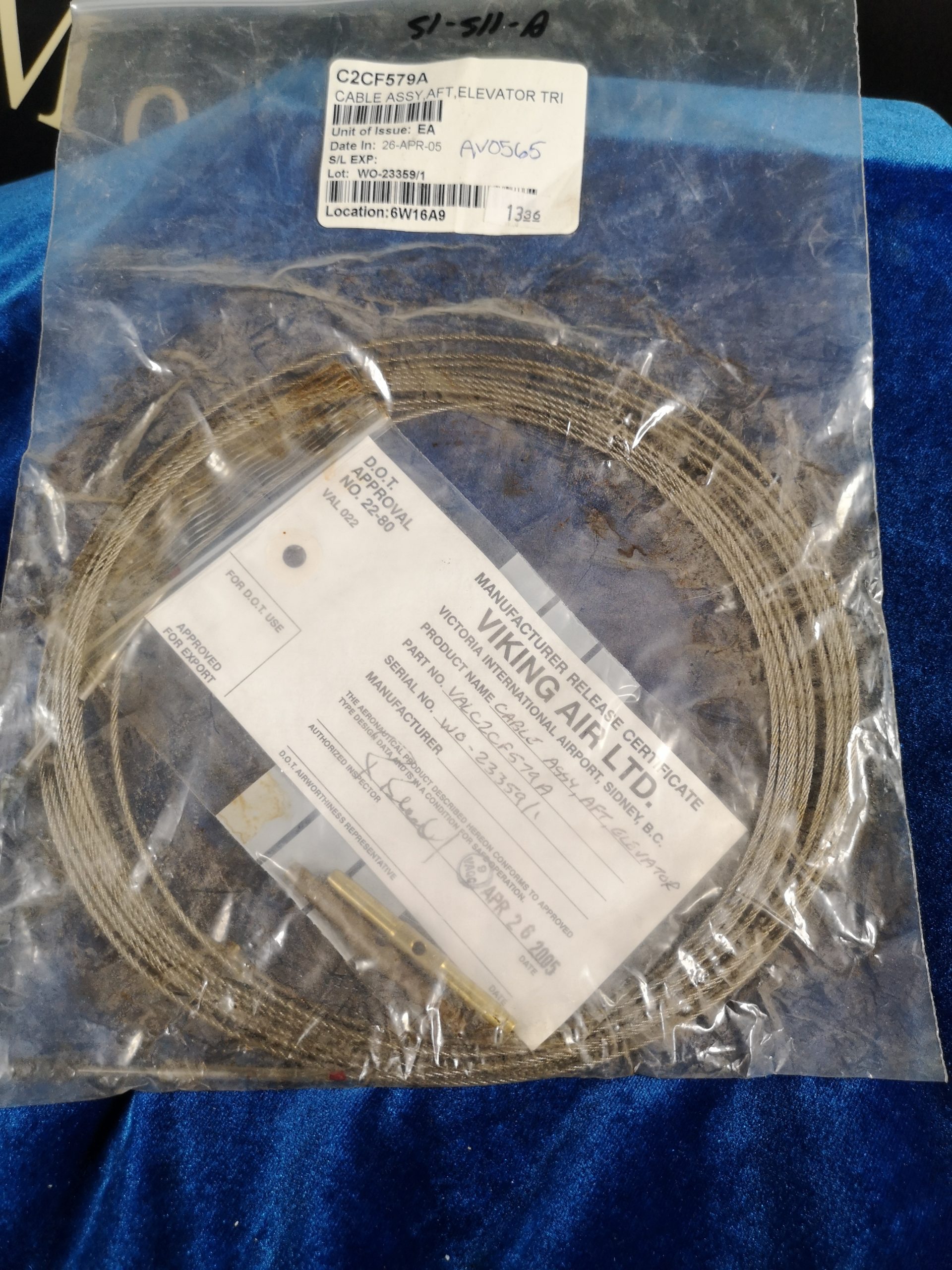 CABLE ASSY AFT ELEVATOR (DHC2)